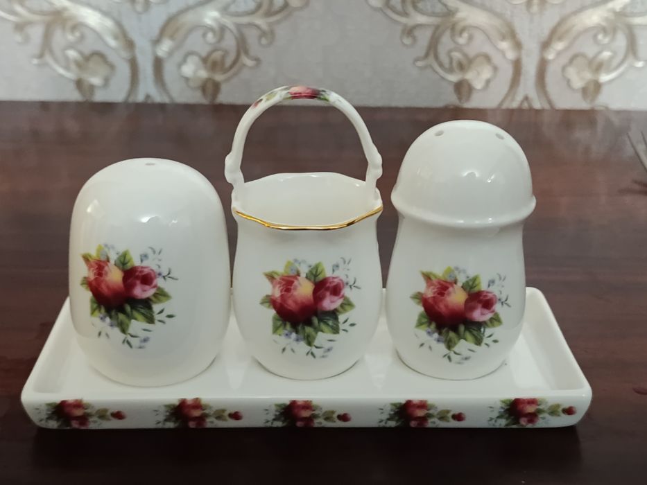 Набор для специй из 3 предметов Queen's Crown "Роза перламутр"