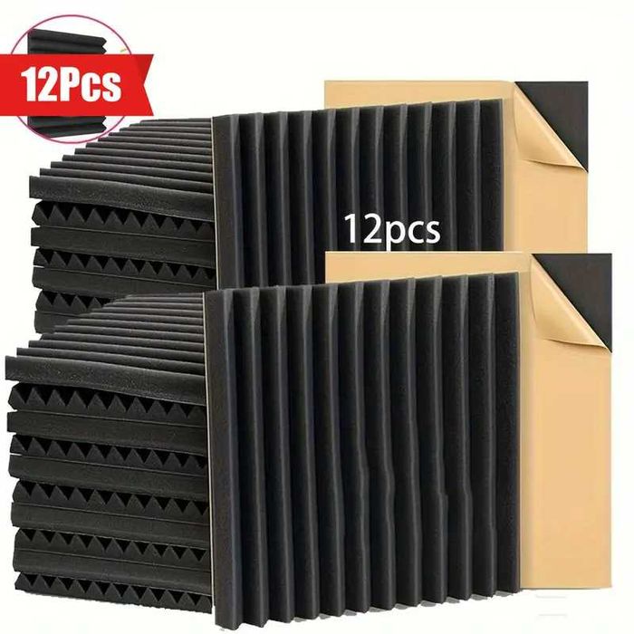 Залепващи Акустични Панели за шумоизолация и звукоизолация, 12 броя