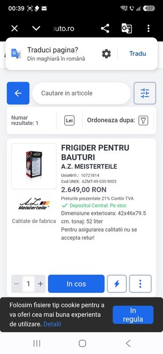 Frigider pentru bauturi