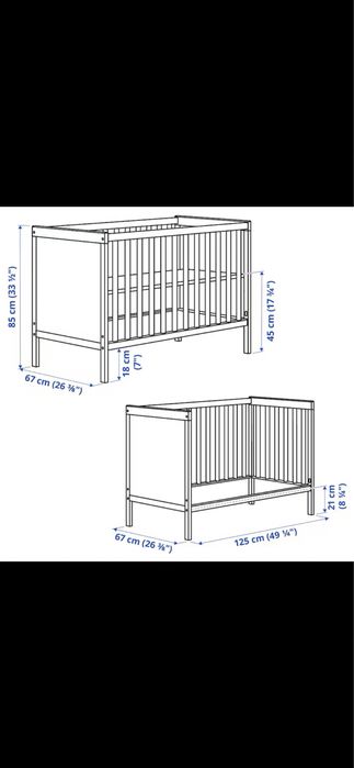 Vand patut bebelus IKEA SUNDVIK 60x120 cm + saltea microfibra cocos