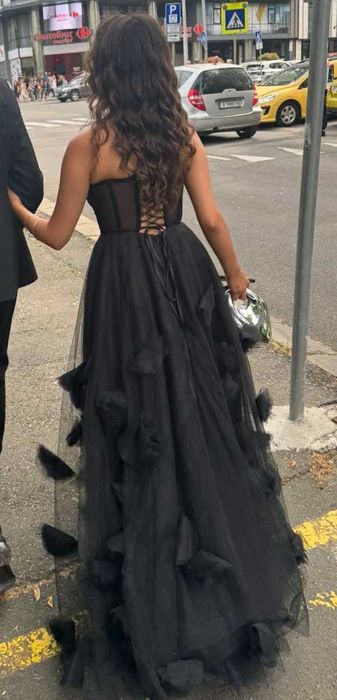 черна дълга бална рокля Liza Kain + подарък чанта