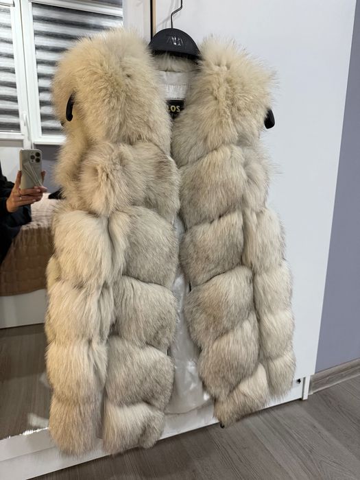 Естествен косъм бял елек