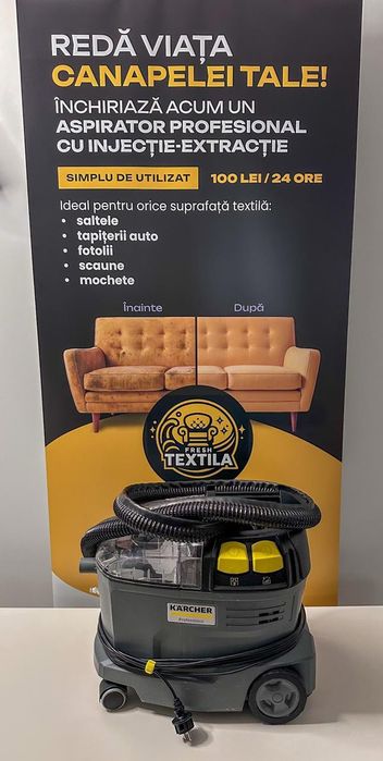 Inchiriez Karcher aspirator profesional curatare tapiterii – soluție inclusă Brasov