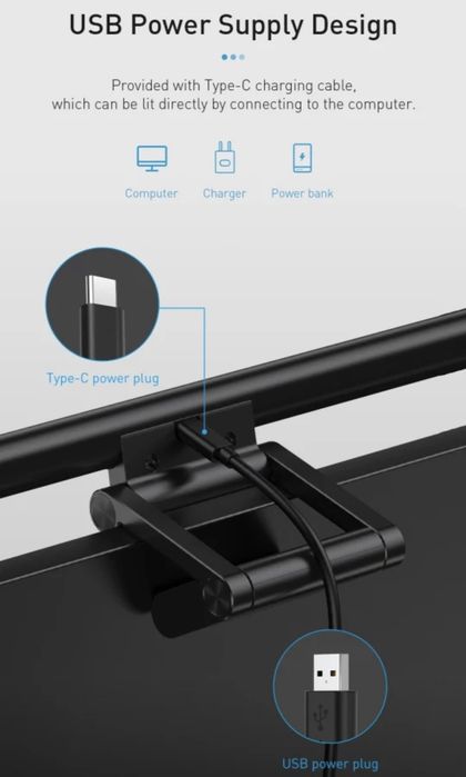 Lampă de citire LED birou PC Lightbar USB-C