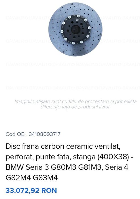 Set discuri fata  BMW  G80 M3.  .- G81 M3  -G82 M4.  -G83 M4 .