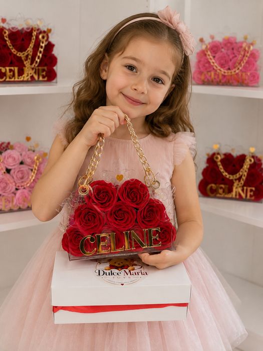 Set mamă și fiică – Genți premium cu trandafiri de săpun – Personalizabile