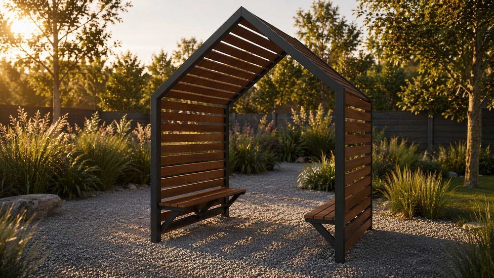 Современная садовая беседка 2.5×2.1 м | Металл + дерево