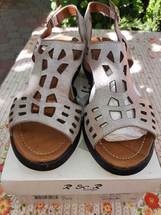 Sandale dama R&R Boutique piele naturala argintii 38 noi