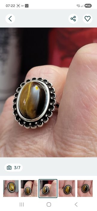 Inel argint piatră naturală ochi de tigru, Nr.7-17.3 mm si nr.8-18.1 mm