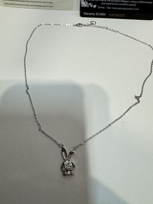 Сребърно колие с висулка и мойсанит (Диамант) 0.5 карата
