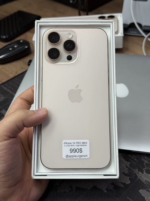 iPhone 16 Pro Max 512GB 90% 1sim EKRAN OLDI STEKLOSI ALMASHGAN