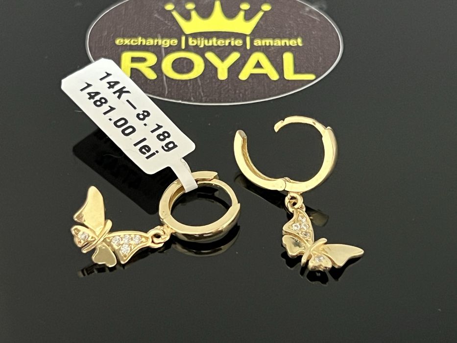 Bijuteria Royal CB : Cercei fluturi aur 14K 585  3,18 gr