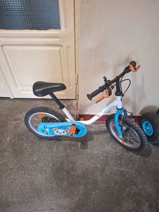 Bicicletă copii, 16 inch, Decathlon, cu roți ajutătoare, stare bună.