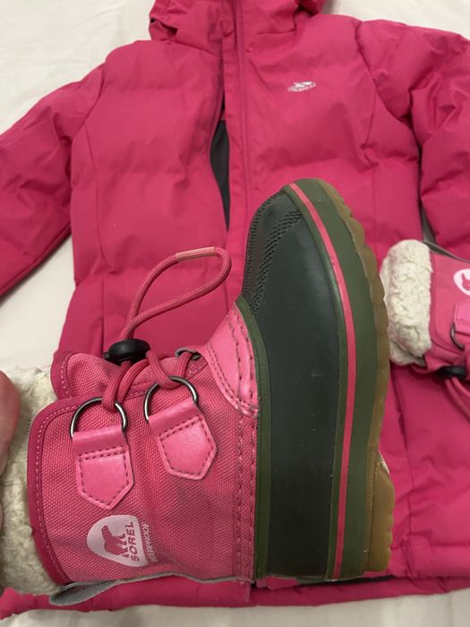 Лот зимно яке Trespass 98-104 + обувки Sorel 25 номер