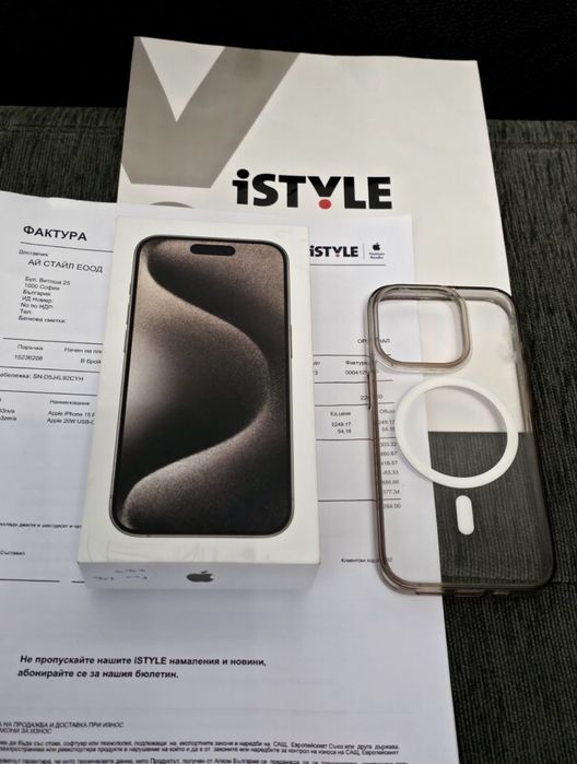КАТО НОВ 256GB iPhone 15 Pro Гаранция iStyle 2025г. Natural Titanium