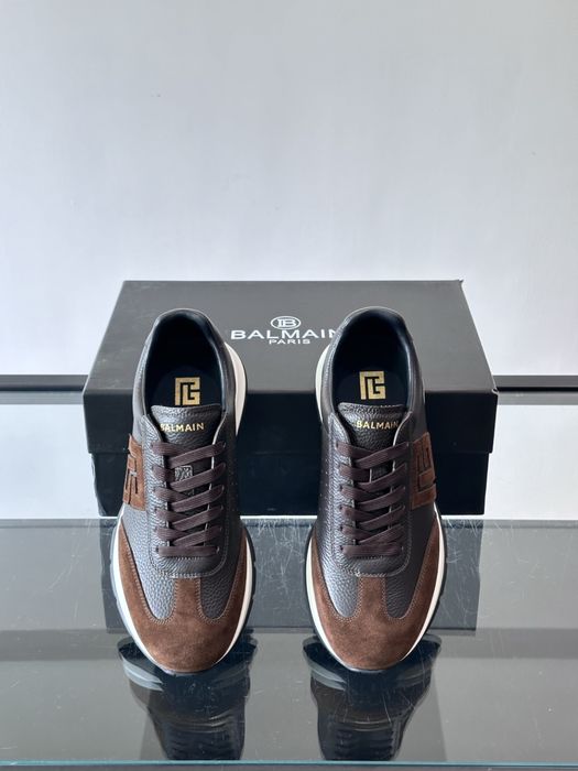 Balmain Monogram Runner Sneaker "Dark Brown Leather"