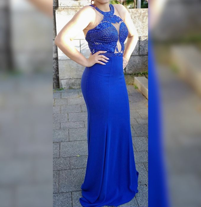 „Абитуриентска рокля - кралско синя - размер М - обличана ведньж"