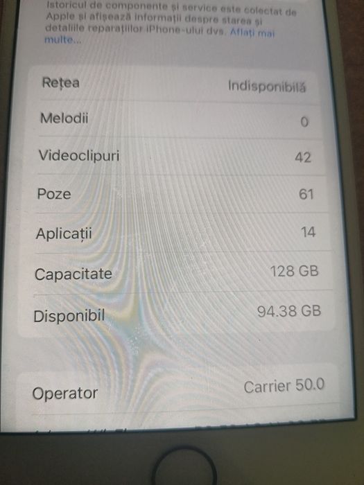 Vând iPhone 7 128 GB baterie 98%