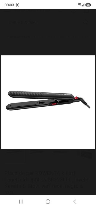 Placa de par ROWENTA x Karl Lagerfeld Optiliss SF323LF0, invelis Keratin & Glow, varf rece, negru & rosu