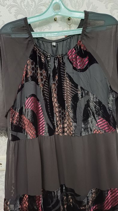 Шифон с велюром платье