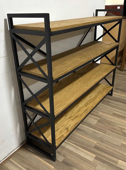 Produs Nou; Etajera cu cadru metalic si rafturi din MDF; Biblioteca
