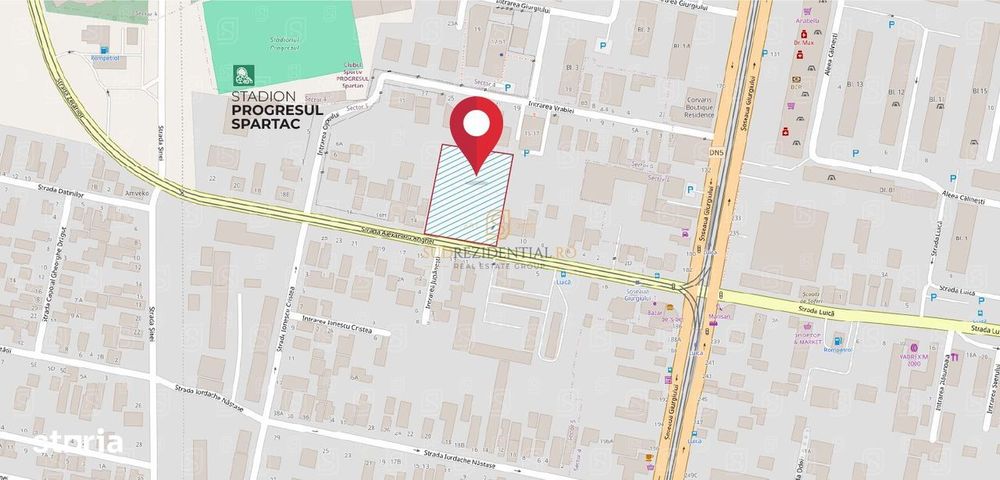 Teren 4320 mp | Deschidere 62 ml | Zona Luica – Sos. Giurgiului