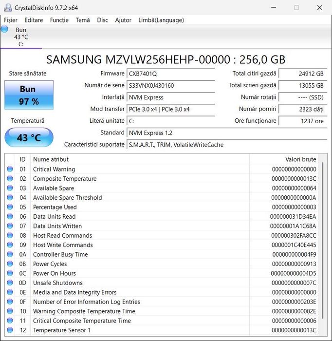 SSD 256 Gb Samsung PM961 NVMe PCIe 3.0 x4