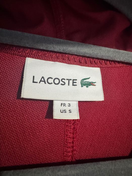Lacoste Hoodie Red Quarter Zip Pullover.