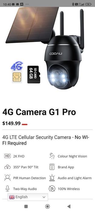 Camera de supraveghere cu panou solar si cartela