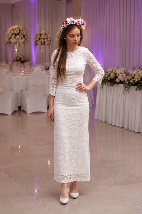 Rochie stare civila/nunta/botez din dantelă brodată