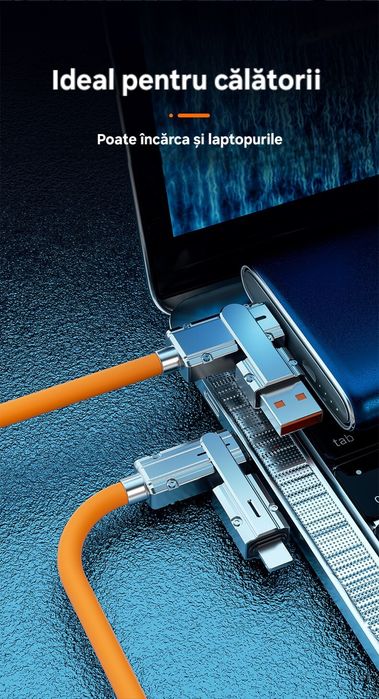 Cablu încărcare/date 4în1. Iphone, Ios/Micro/2 UsbC. Telefon/Laptop