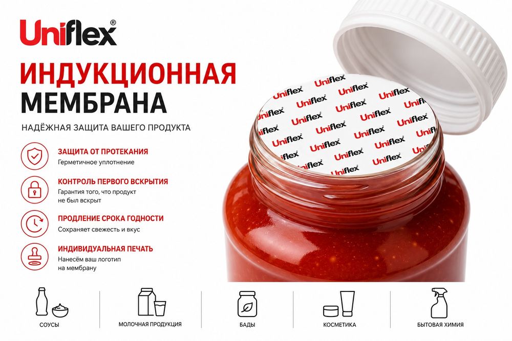Индукционная мембрана для упаковки | Контроль вскрытия флексопечать