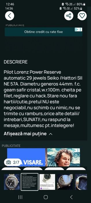 Ceas Lorenz Pilot automatic Power Reserve