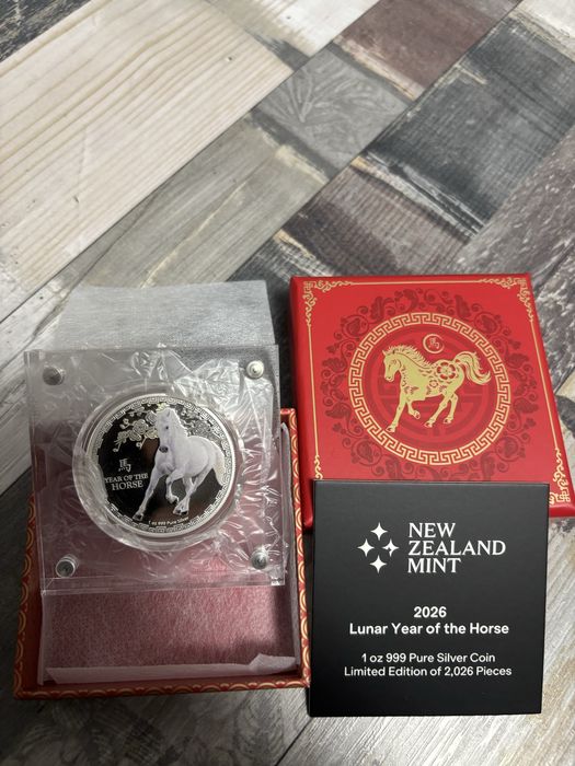 Сребърна монета Година на Коня 2026 31.1гр (1toz)
