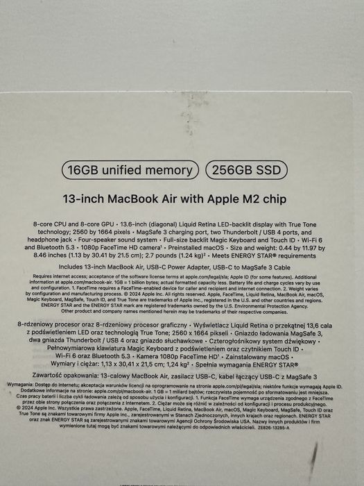 Apple MacBook Air M2 13.6” – 16GB RAM / 256GB SSD