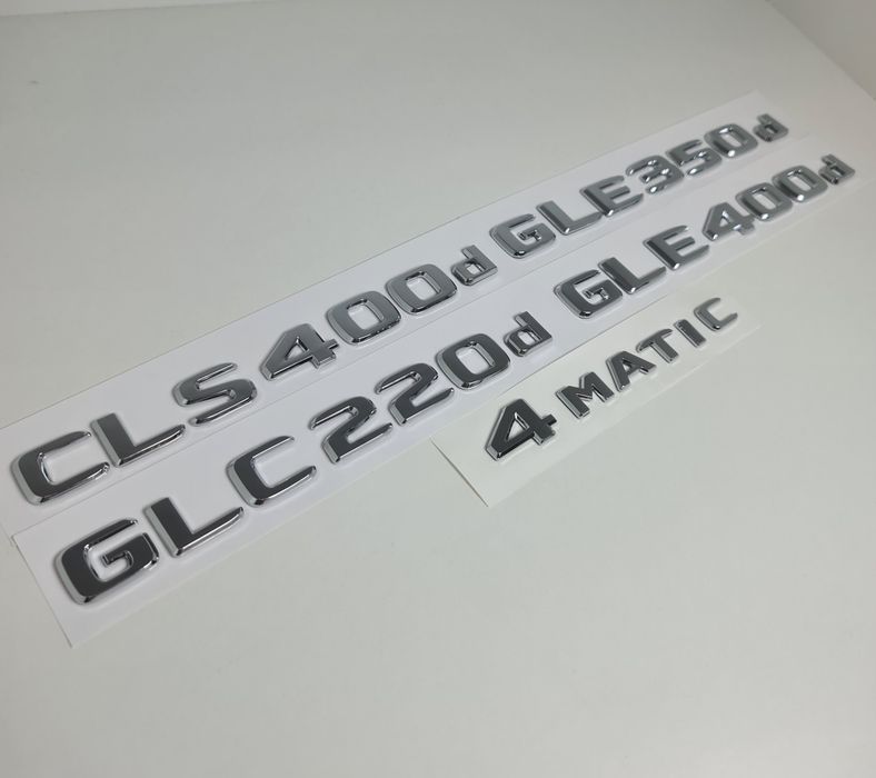 Pachet-Set-Motorizare-Scris-Spate-Haion-Mercedes+Emblema-4Matic-Crom-Negru-C220d-E200d-E220d-GLC220d-CLS350d-CLS400d-E300d-GLE350d-GLE400d-S500-S580e
