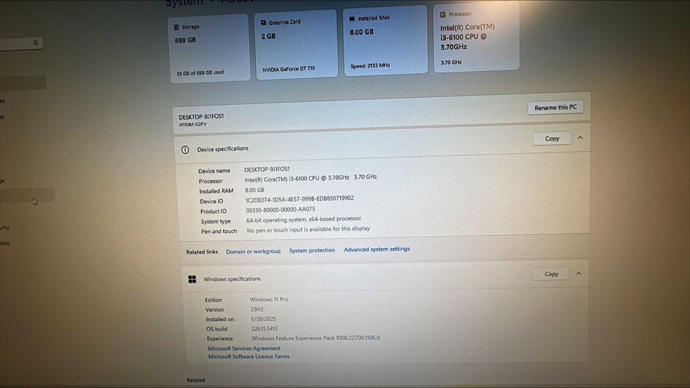 Calculator i3-6100 3.7GHz 8GB DDR4 240GB SSD H110M-S2PV 400W