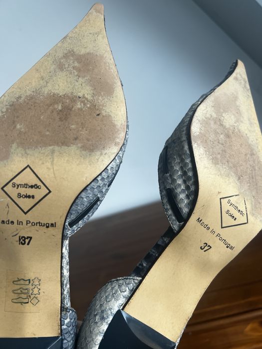 Сини змийски обувки kitten heel нисък ток