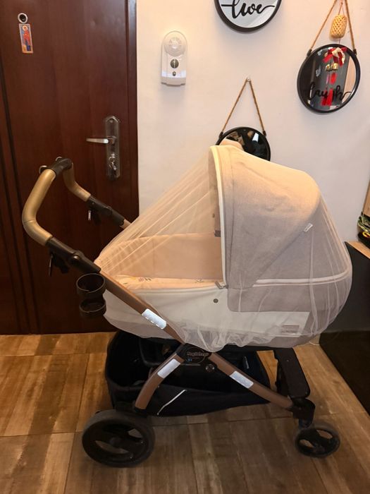 Carucior 3 in 1 Peg Perego Book SLK 0-Mon Amour i-Size+CADOU umbrela UV+plasa tantari+kit landou auto+suport pahar+pelerina ploaie