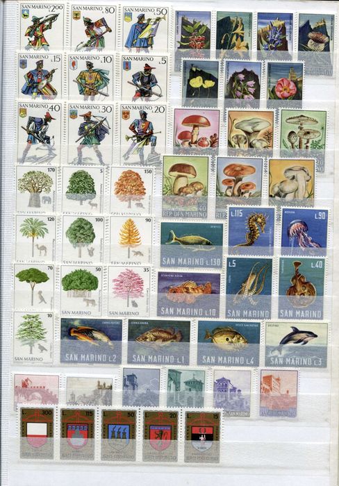 Албум SG A4 с 450 чисти марки (MNH) Сан Марино, Люксембург, Лихтенщайн