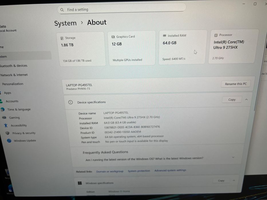 Acer predator helios 16 AI
