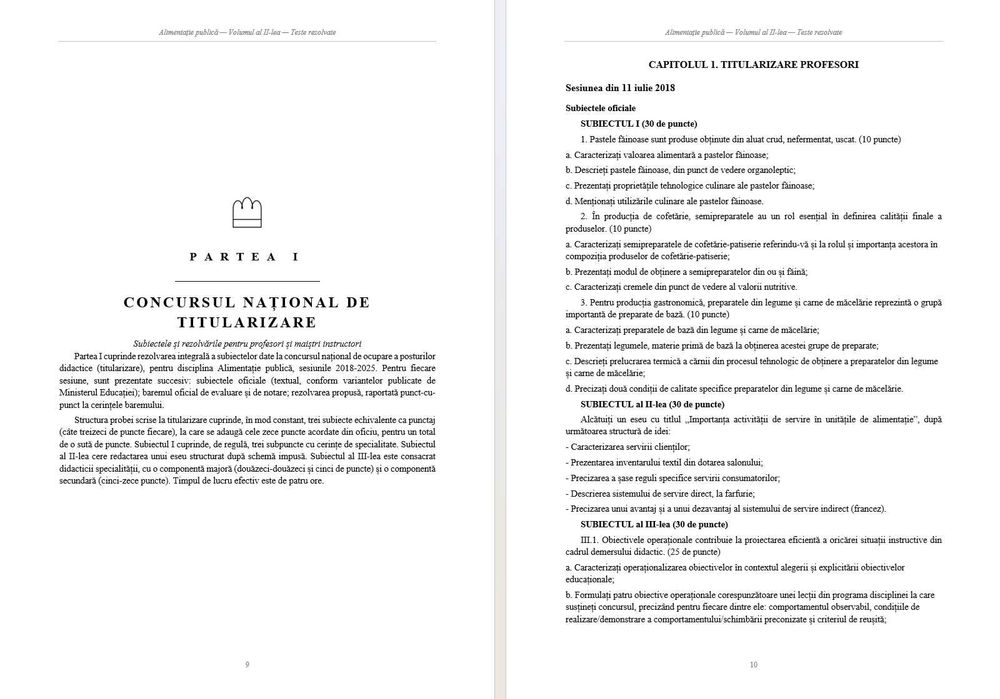 Disciplina ALIMENTATIE PUBLICA - pentru concursul national de titularizare si pentru examenul de definitivare in invatamant TEORIE + TESTE