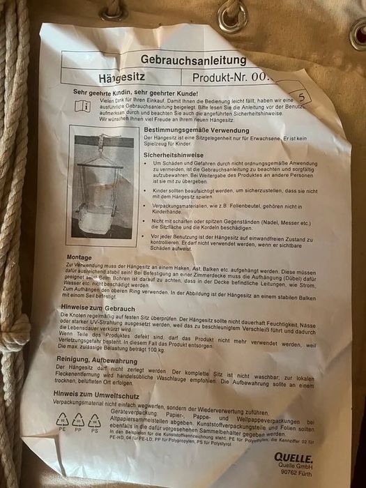 Leagan Swinger suspendat. Bumbac. Nou