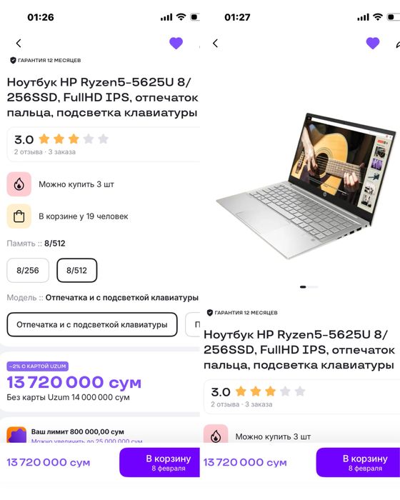 ноутбук Hp pavilon 15 Amd 5 redeon 5 pashti yangi