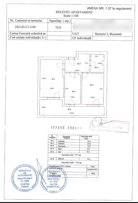 Propietar PF - Vand apartament de 2 camere + Balcon si loc de parcare in garaj suprateran zona Pallady, S3 Bucuresti