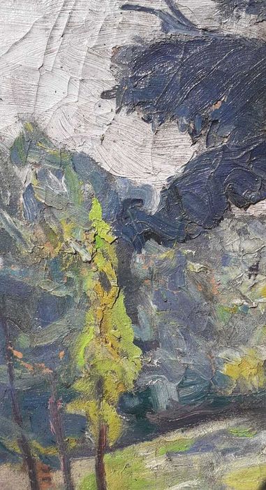 Tablou vechi - margine de padure - semnat N. Enea