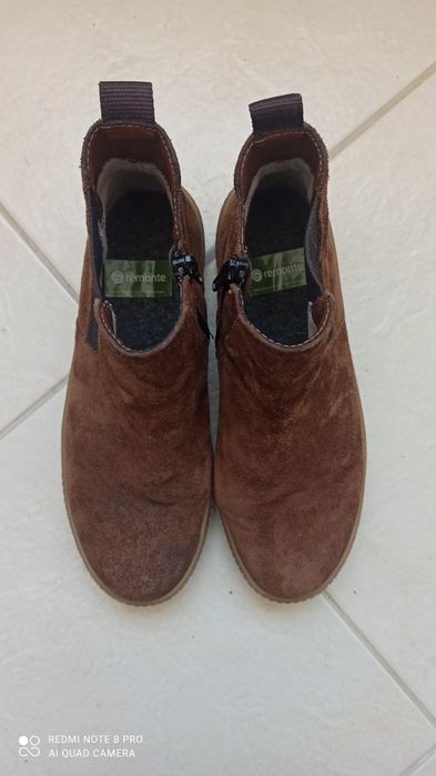 Кафяви боти естествен велур
