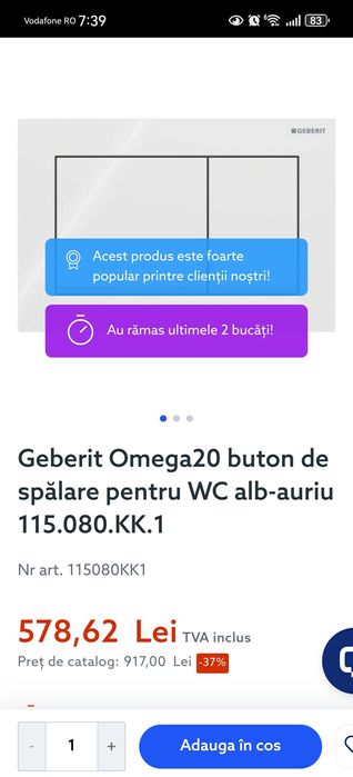 Clapete Geberit omega noi 3 buc aduse din Elveția... Sunt originale