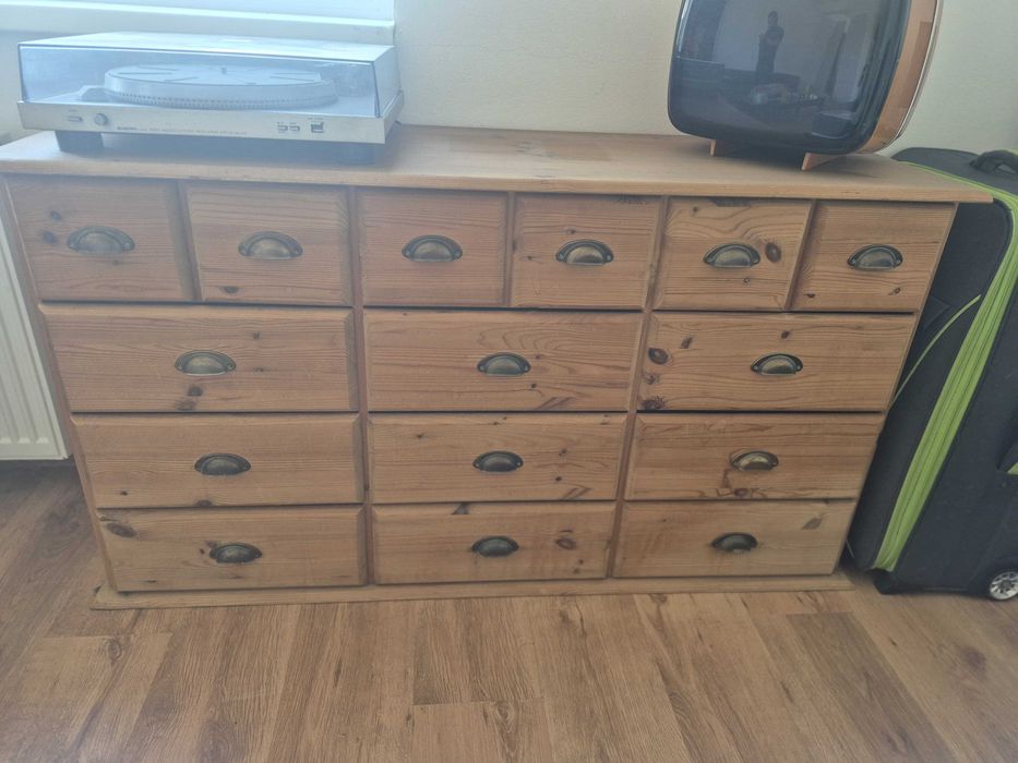 Vand comoda tip apoteca lemn masiv 15 sertare transport inclus