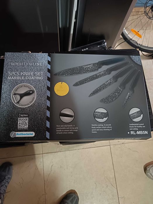 Комплект кухненски ножове Royalty Line – 5 части с мраморно покритие